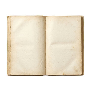 Open vintage book with blank aged paper pages