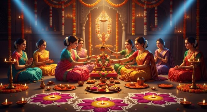 Mangala Gauri Vrat Traditional Puja Ceremony with Women Devotees