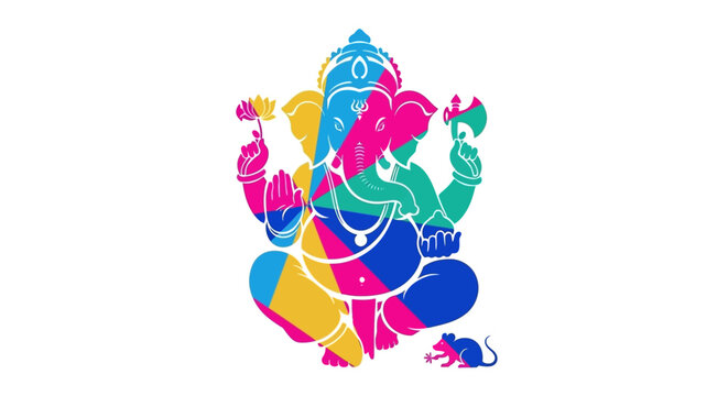 Colorful Artistic Illustration of Lord Ganesha for Ganesh Chaturthi Celebration.