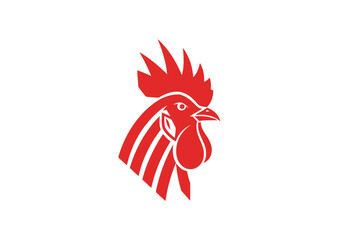 Stylized red rooster head logo on white background © sri