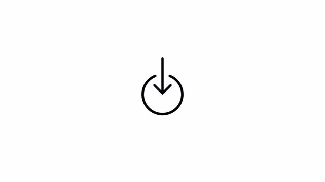 Downloading bar complete animation, Circular black and white download button animation, downward pointing arrow motion graphic, app download screens,downloading icon sign button with  check mark.