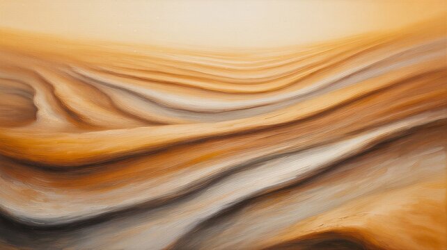 warm layered sandstone like abstract landscape with flowing striations 
textured ridges and a calm golden glow