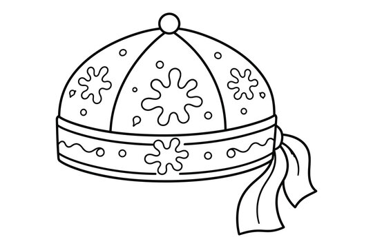 Decorative embroidered bishop mitre hat with tassel