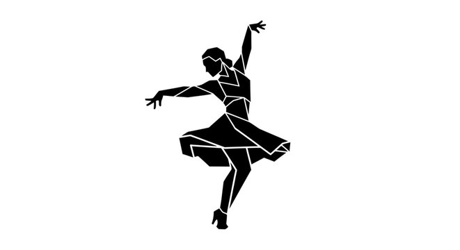 Black silhouette of a female dancer in a geometric style pose.