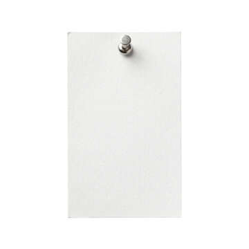 Blank white textured paper note with silver push pin