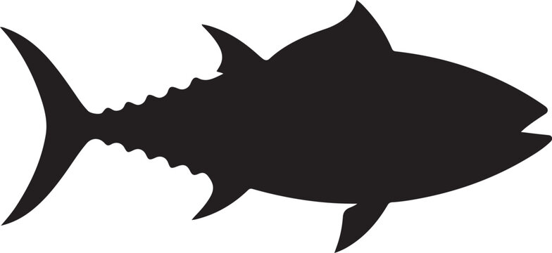 Tuna fish silhouette icon for seafood packaging, restaurant menus, and commercial ocean fishing brands.