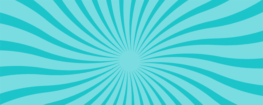 Comic book speed lines, blue sunburst. A pop art style exploding rays of light background.