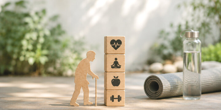 Healthy Aging concept. Longevity of the elderly and mental health care