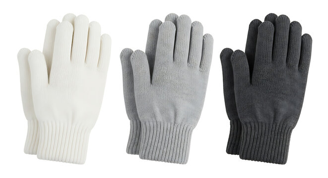 Three pairs of gardening gloves on display
