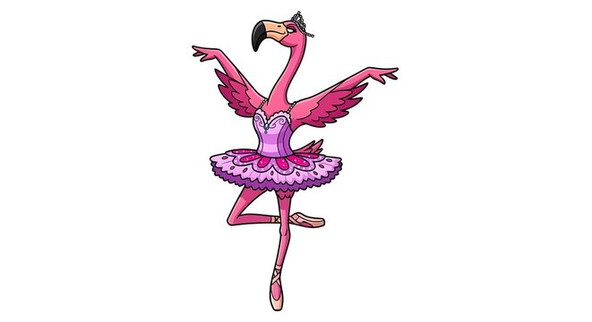 Pink flamingo on one leg standing.