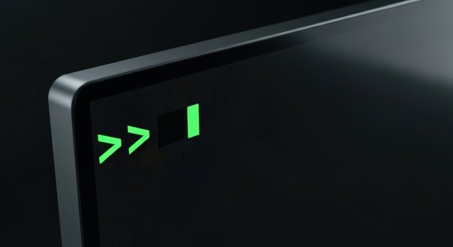 Close-up of a Computer Screen with Green Command Line Prompt and Curso