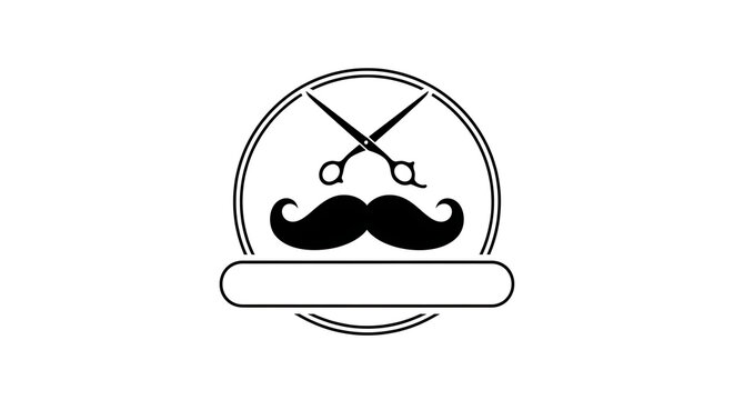 Barber scissors with mustache icon design