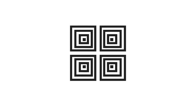 Black four square concentric grid logo.