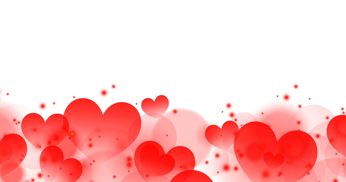 Pink hearts illustration on a white background - love heart for valentines day background - design banner
