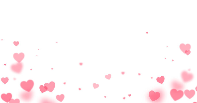 Pink hearts illustration on a white background - love heart for valentines day background - design banner
