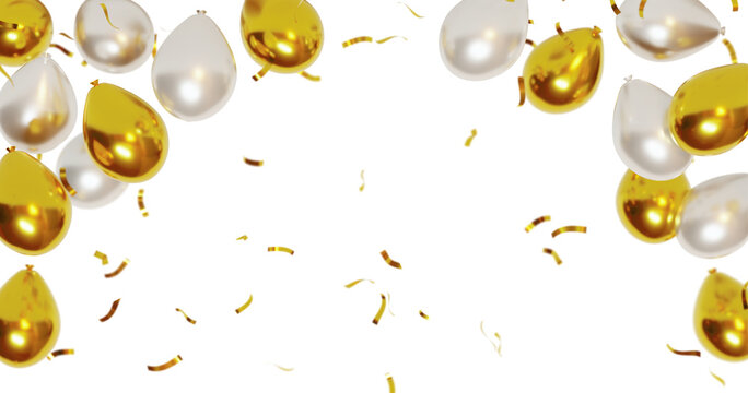 Confetti And luxury gold Balloon Birthday Celebration border