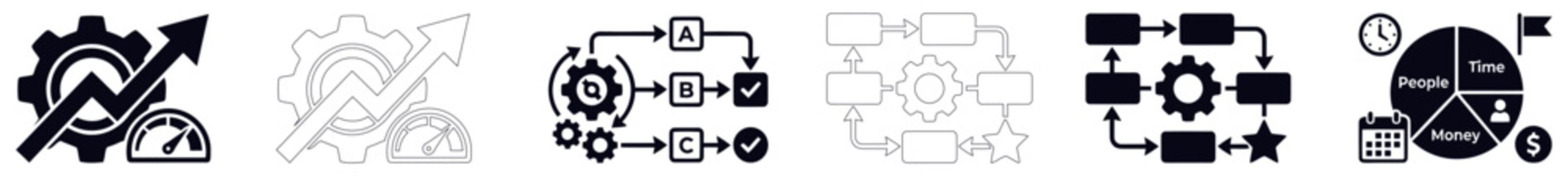 Business process optimization and management icons