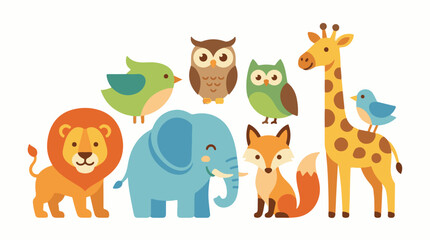 Fototapeta premium A colorful illustration of nine cartoon animals