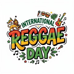 Fototapeta premium International Reggae Day Typography Vector Design Isolated on White Background