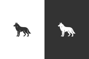 A striking silhouette of a wolf howling at the full moon in a dark, mysterious forest setting with high contrast lighting © DzgnVibe