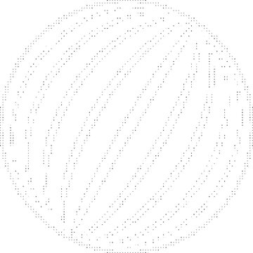 Circular globe map outline constructed using halftone dot pattern on transparent background for global communication maps.