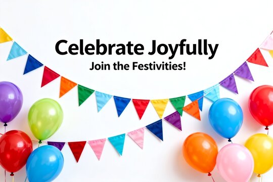 Colorful balloons and flags for celebration