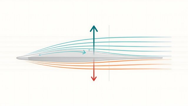 Fluid Dynamics Illustration Showing Multiple Streamlines and Flow Patterns