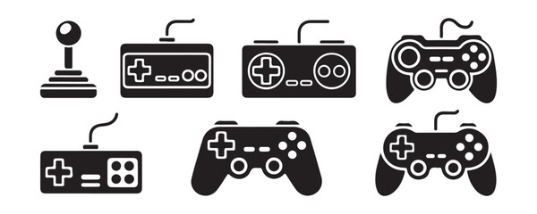 Gamepad icon set game console controller, joystick, vector isolated signs collection on transparent background. © MSTGIRATUN