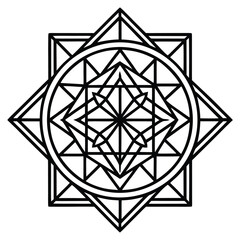 Fototapeta premium Abstract geometric mandala pattern with square and circular line art elements