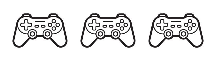 Black outline gamepad vector icons. game controller icon in flat style. isolated modern joystick symbols collection. © MSTGIRATUN