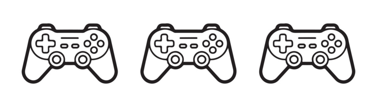 Black outline gamepad vector icons. game controller icon in flat style. isolated modern joystick symbols collection.