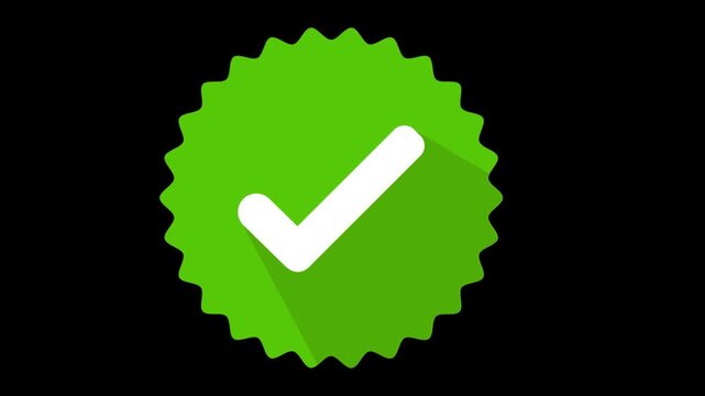 Green Checkmark  Animation with Certified Text Message Motion Graphic on Isolated Black Background for Quality Guarantee and Product Verification Concepts icon.