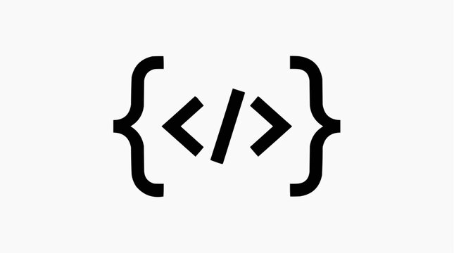 Code brackets symbol, representing programming or coding