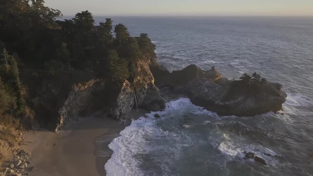 Aerial view of McWay Falls Julia Pfeiffer Burns State Park, CA USA