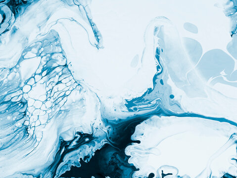 Abstract blue creative hand painted background, marble texture