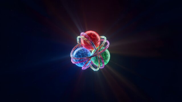 Artistic Representation of Atomic Model with Electron Orbits and Nucleus