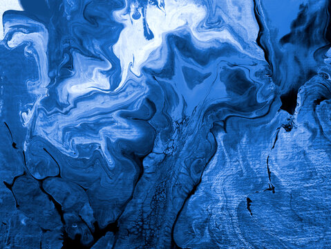 Abstract blue creative hand painted background, marble texture,