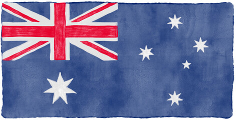 Watercolor Australia flag illustration isolated on white background (half-pale version) © Mykola