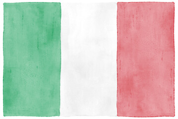 Watercolor Italy flag illustration isolated on white background (pale version) © Mykola