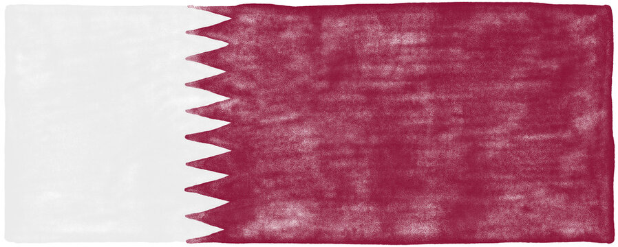 Watercolor Qatar flag illustration isolated on white background (half-pale version)