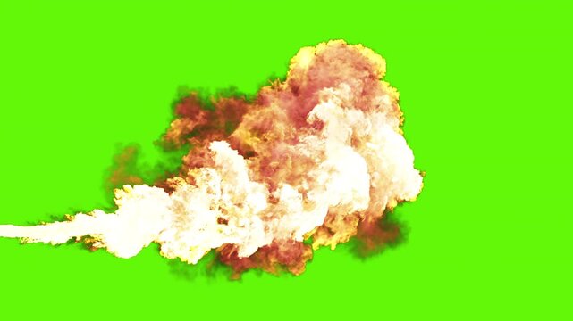 Flamethrower Flame on a Green Screen Background, 3d Animation. 4K