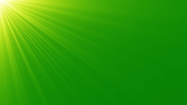 Top Right Sun Rays with Golden Lens Flare on Green Screen, Shining Light Beam Overlay, Optical Glow Effect, Alpha Channel Chroma Key Cinematic Animation 4K