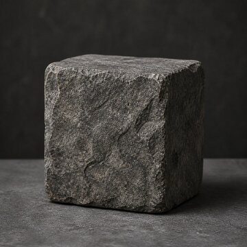 A single rough-hewn square stone on a surface, symbolizing strength and defense.