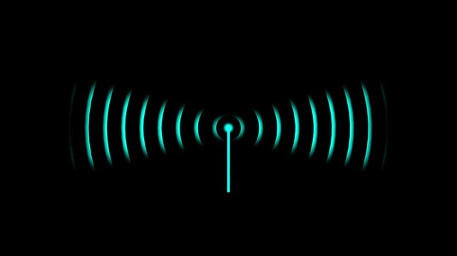 Abstract Radio station signal tower concept icon. Internet network net connection icon. Sustainable Radio waves waves background. 4k video.