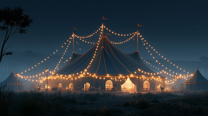 Fototapeta premium Magical Illuminated Circus Tent at Night