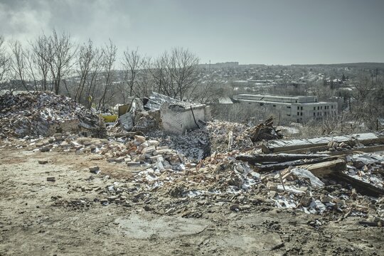 Destroyed buildings, Kupyansk, Kharkiv Oblast, Ukraine