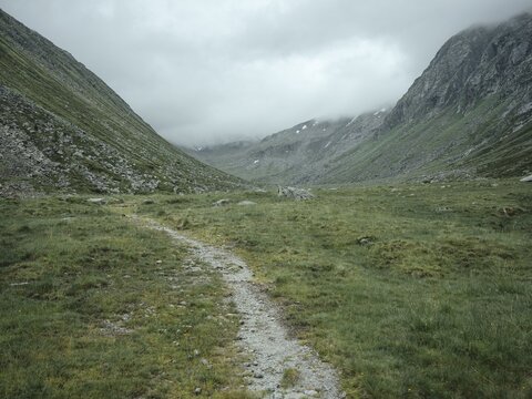 Historical sower's path along which Holocaust survivors travelled from Austria to Italy in 1947 in order to embark for Palestine, Krimmler Tauern, Pinzgau, Salzburg, Austria
