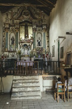 Interior of the chapel Iglesia del Cop&oacute;n or Taiga Padre, Chongos Bajos, Chupaca, Jun&iacute;n, Peru