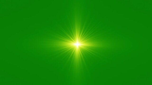 Golden Sunburst Light Effect on Green Screen Background, Cinematic Lens Flare Overlay, Bright Ray Shine Animation, Optical Glow Motion Graphics Loop 4k