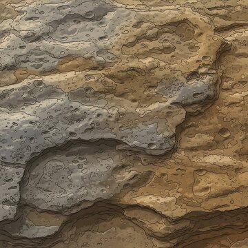 Ancient fossilized fish embedded in sedimentary rock layers.
